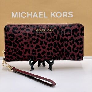 MICHAEL KORS Leather Large Continental Wristlet Phone Case Wallet Exotic Print